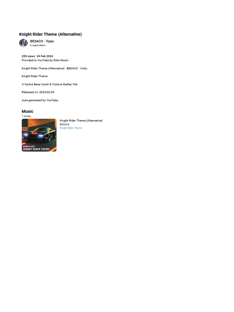 Knight Rider Theme (Alternative) - YouTube | PDF