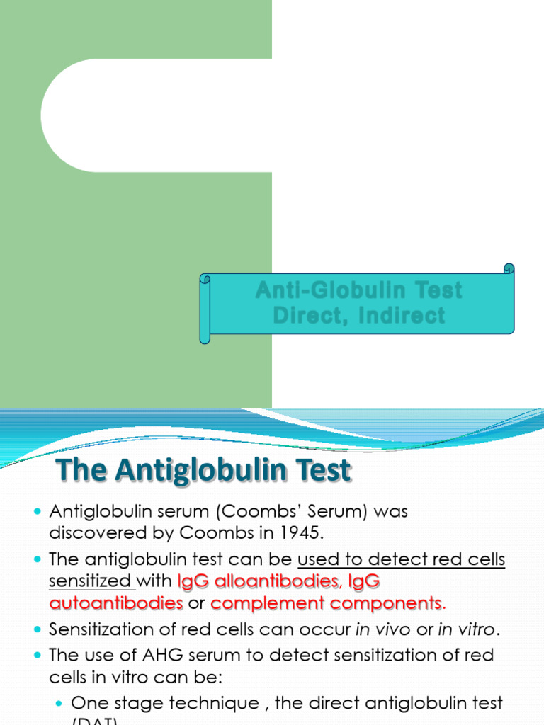 Antiglobulin Test: DAT & IAT Overview | PDF | Immunology | Immune System