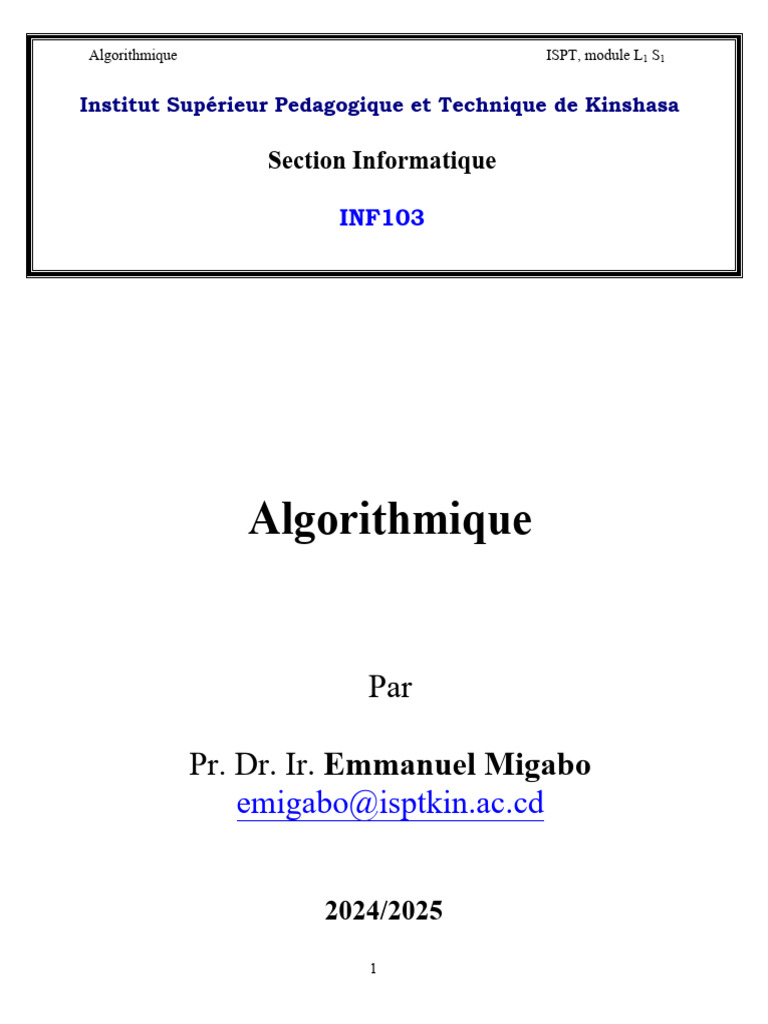 Introduction à l'Algorithmique | PDF | Programmation informatique ...