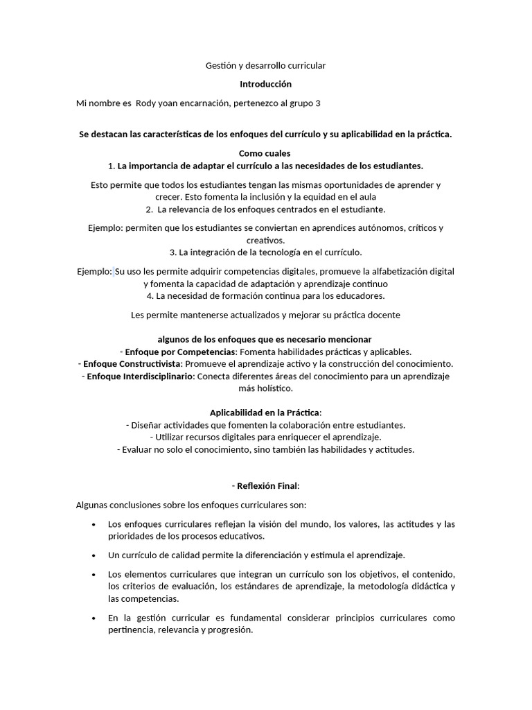 Gestión y Desarrollo Curricular | PDF | Plan de estudios | Aprendizaje