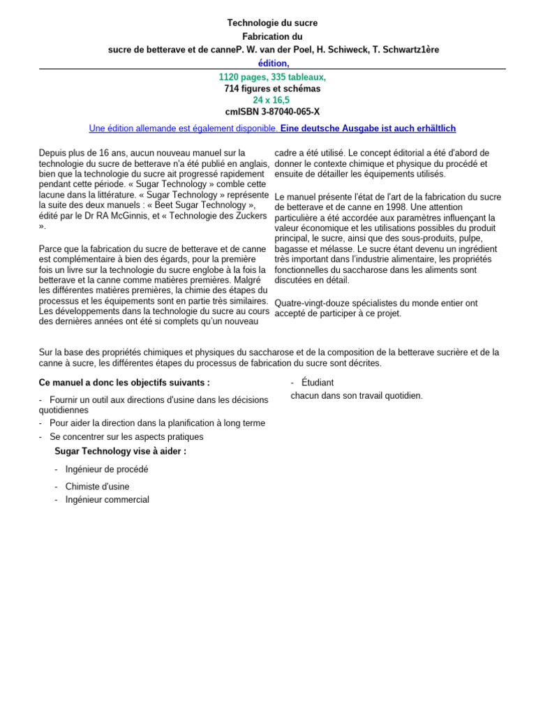 Sucre de betterave et de canne : Technologie | PDF | Sucre | Régime et ...