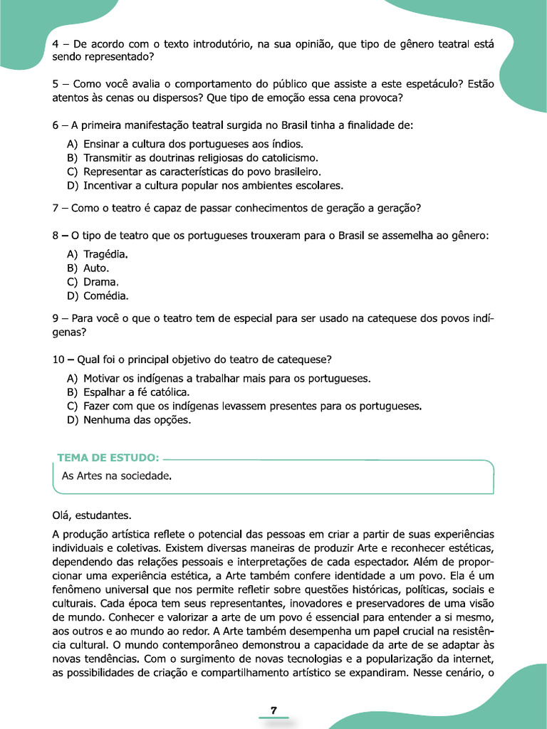 Artes - Questões Básicas | PDF