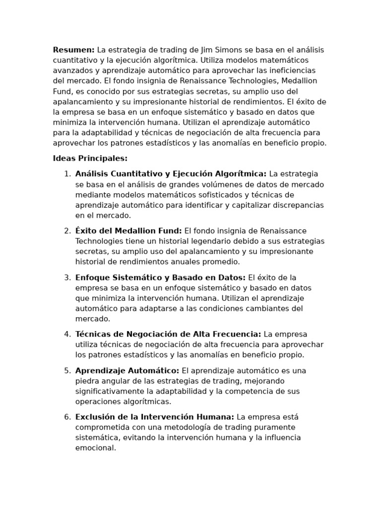 Estrategia de Trading de Jim Simons | PDF | Comerciante (Finanzas ...