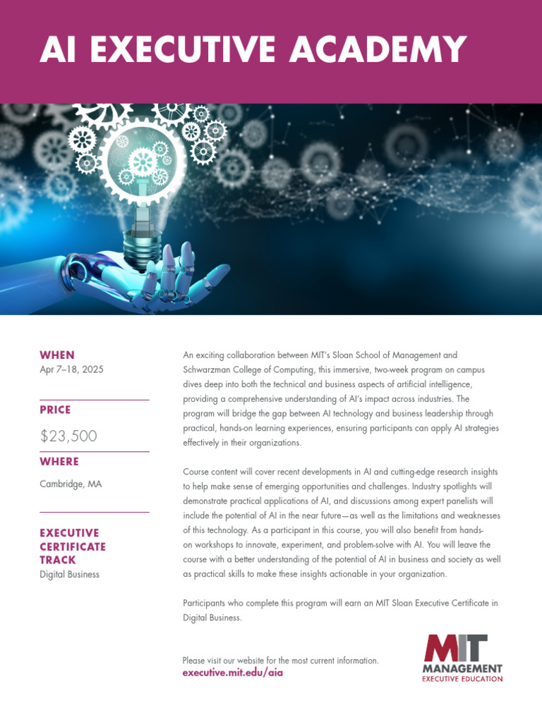 MIT AI Executive Academy Program Overview | PDF | Artificial ...