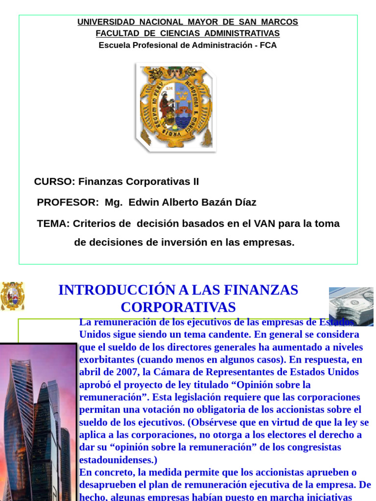 Sesión 1. Finanzas Corporativas Ii. Epa | PDF | Business | Compartir ...