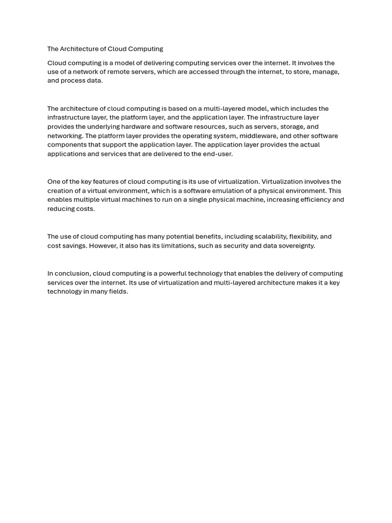 The Architecture of Cloud Computing | PDF