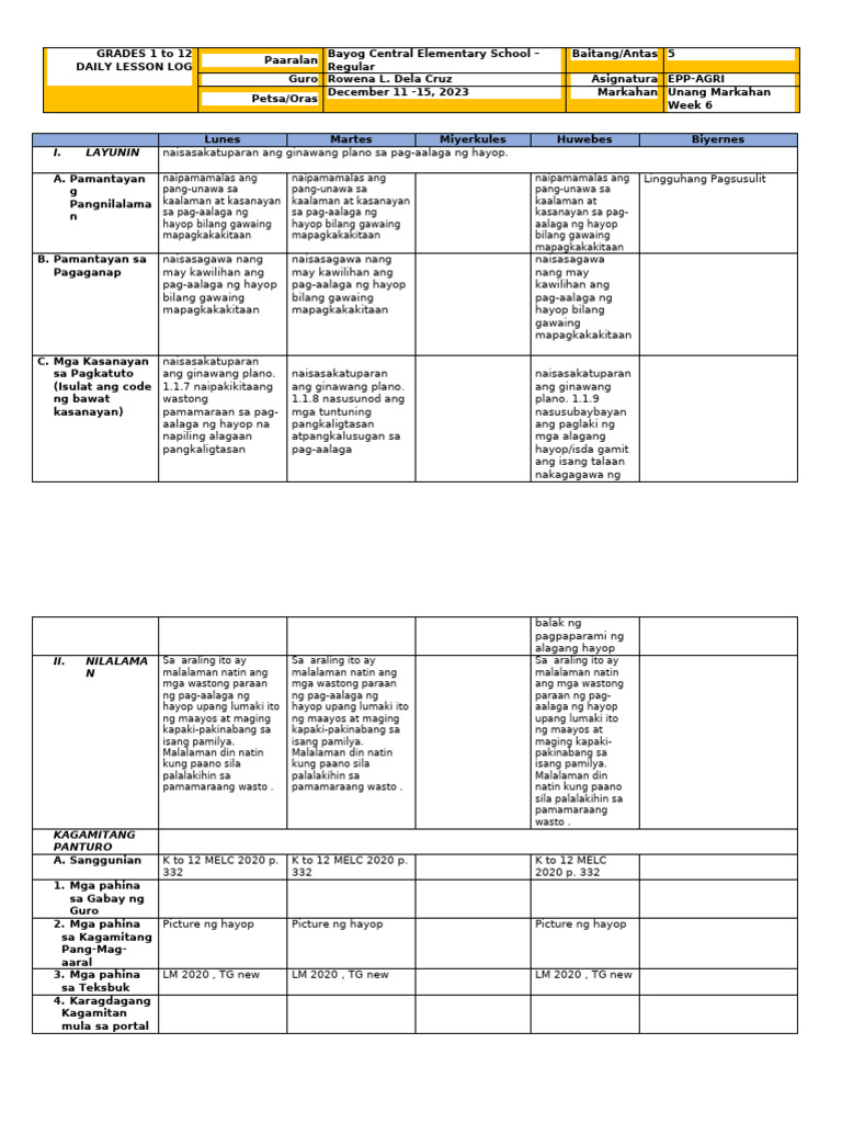 DLL Week 6 Eppagri - 2 | PDF