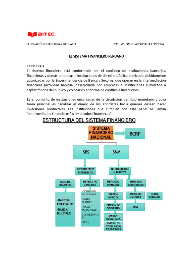 Sistema Financiero Peruano: Estructura y Regulación | PDF | Bancos ...