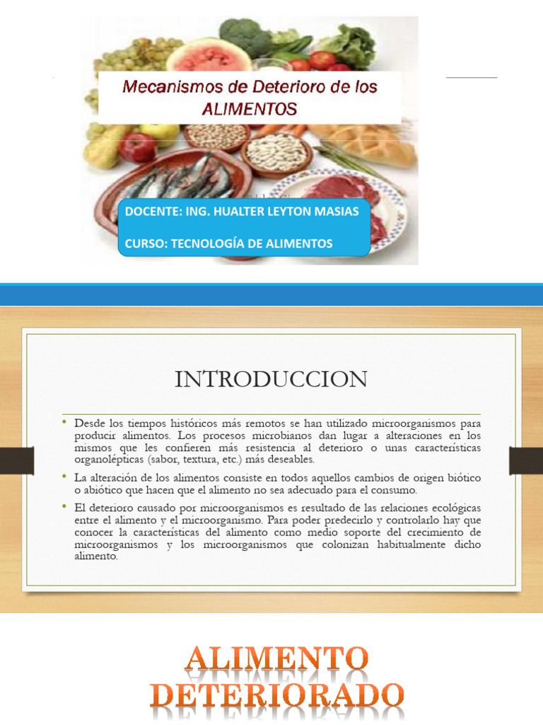 Deterioro de Alimentos: Causas y Factores | PDF | Nutrientes | Alimentos