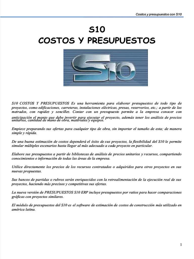 Costos y Presupuestos con S10 ERP | PDF | Presupuesto | Ventana ...