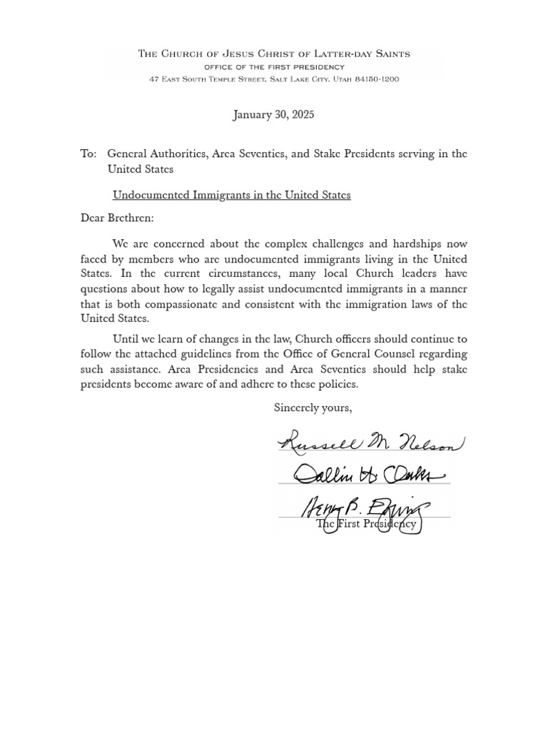 LDS Guidelines for Assisting Undocumented Immigrants | PDF | Illegal ...