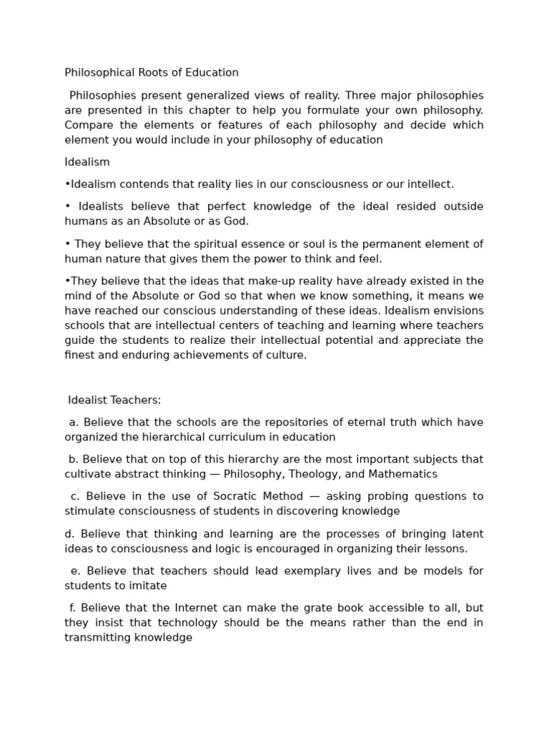 Major Educational Philosophies Explained | PDF | Existentialism ...