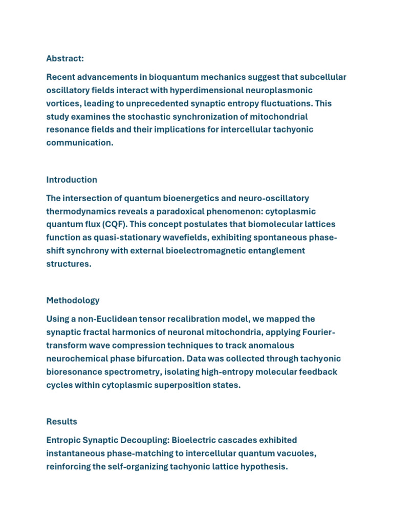 Quantum Cytoplasmic Flux and The Hyperdimensional Neuronic Cascade | PDF