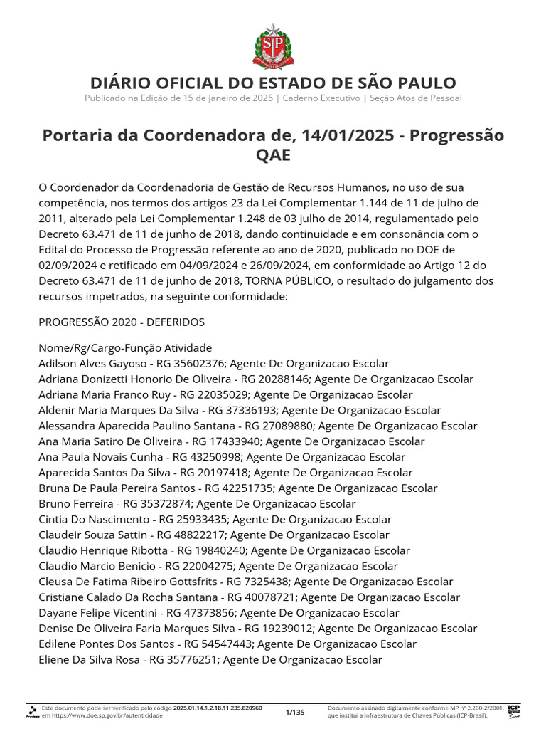 Progressão QAE 2020: Resultados e Recursos | PDF | Business