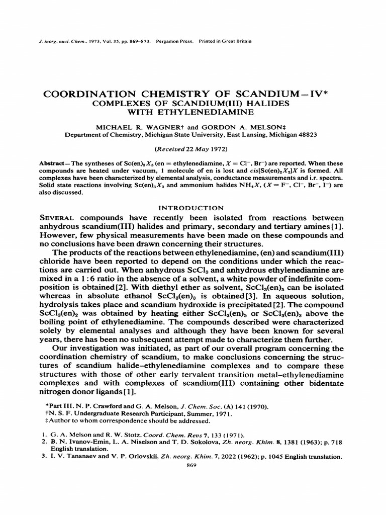 1 s2.0 0022190273804567 Main | PDF | Coordination Complex | Ligand