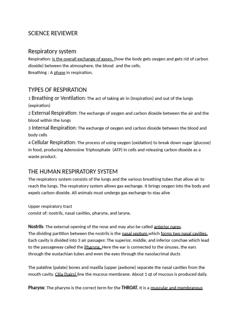 Science Reviewer | PDF | Circulatory System | Lung