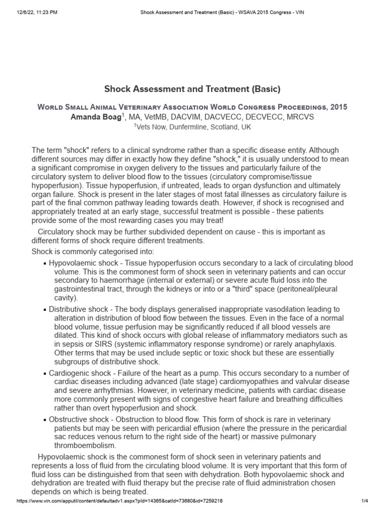 Shock+Assessment+and+Treatment+%28Basic%29+ +WSAVA+2015+Congress+ +VIN ...