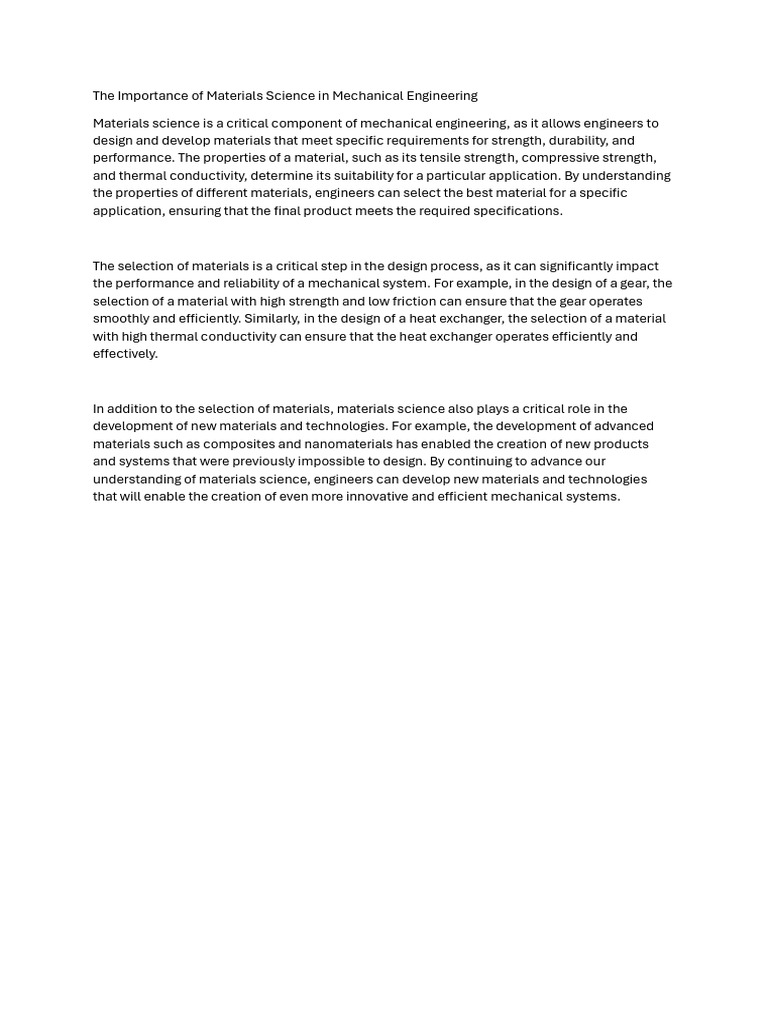 Materials Science in Mechanical Engineering | PDF