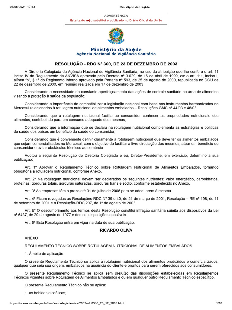 Regulamento de Rotulagem Nutricional | PDF | Nutrientes | Gordura