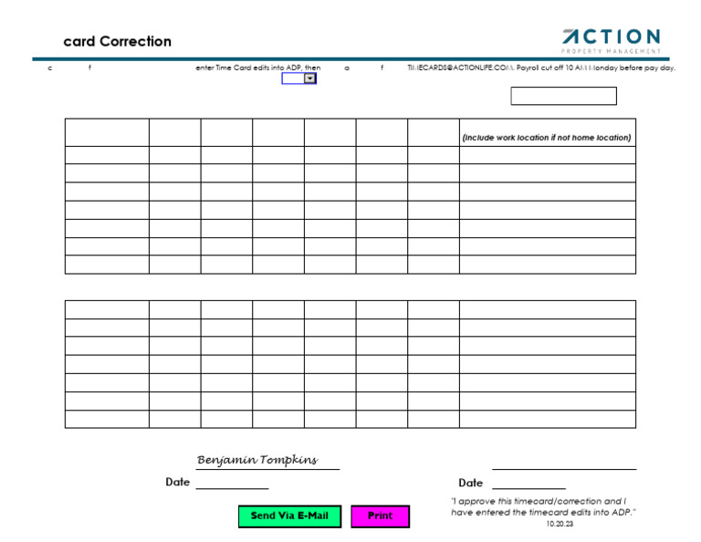 Timecard Correction Form Instructions | PDF