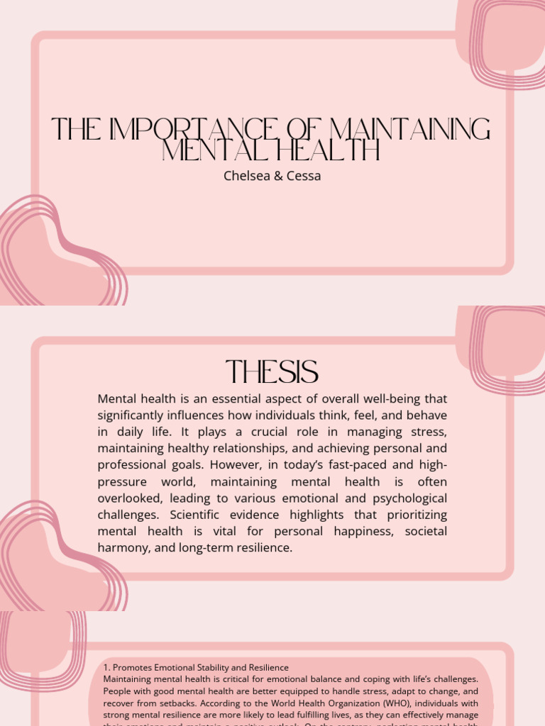 The Importance of Maintaining Mental Health - PDF Chelsea Cessa | PDF ...