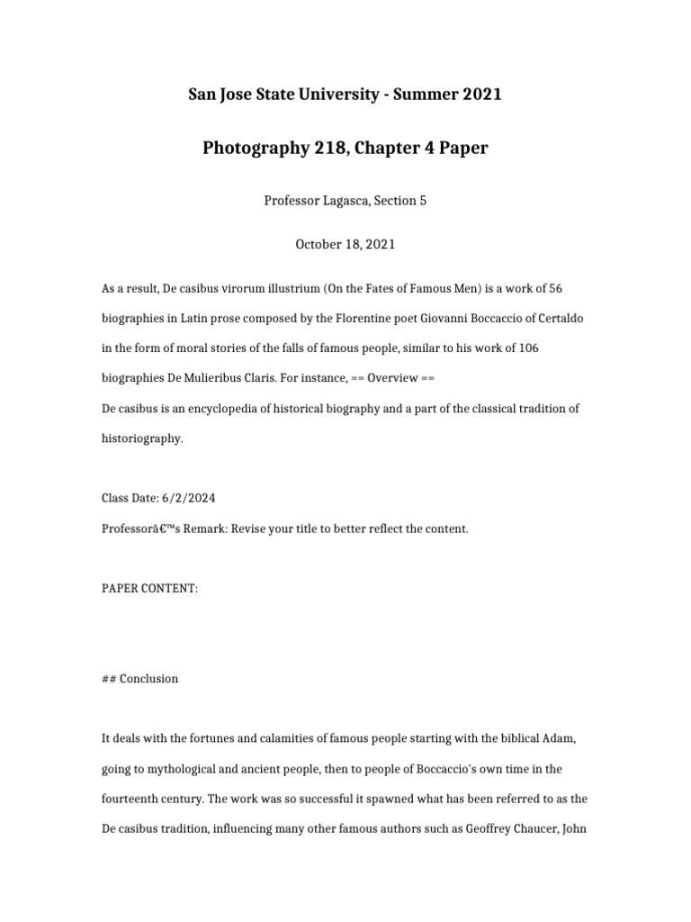 Photography 218 Chapter 4 Paper | PDF