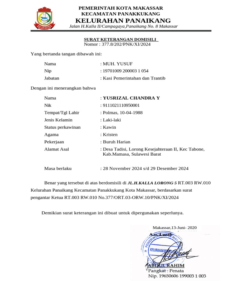  Surat Keterangan Domisili Makassar 