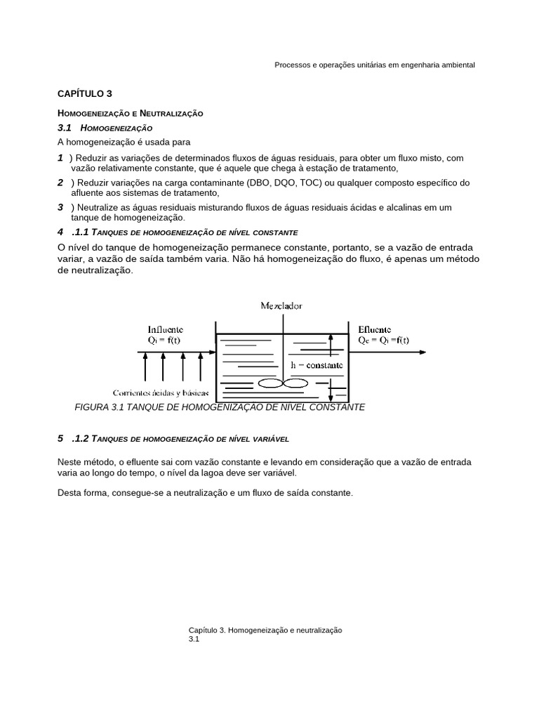 Homogeneização e Neutralização | PDF | Solução-tampão | Águas residuais