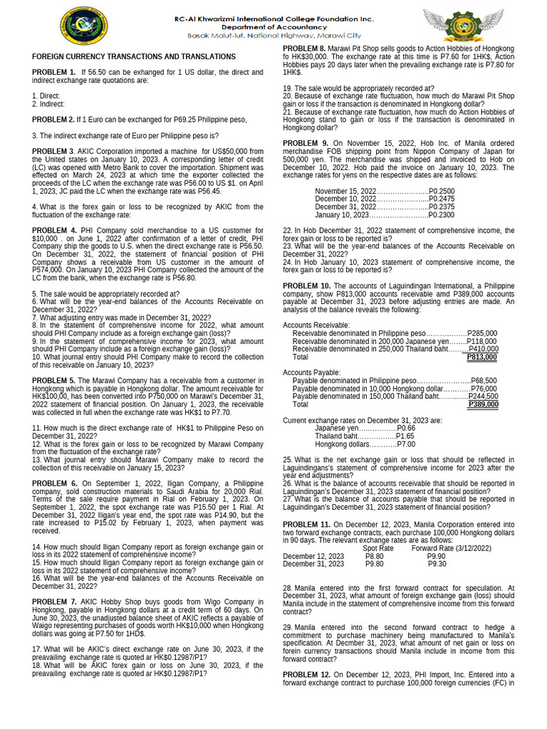 Foreign Currency Transactions Guide | PDF | Exchange Rate | Foreign ...