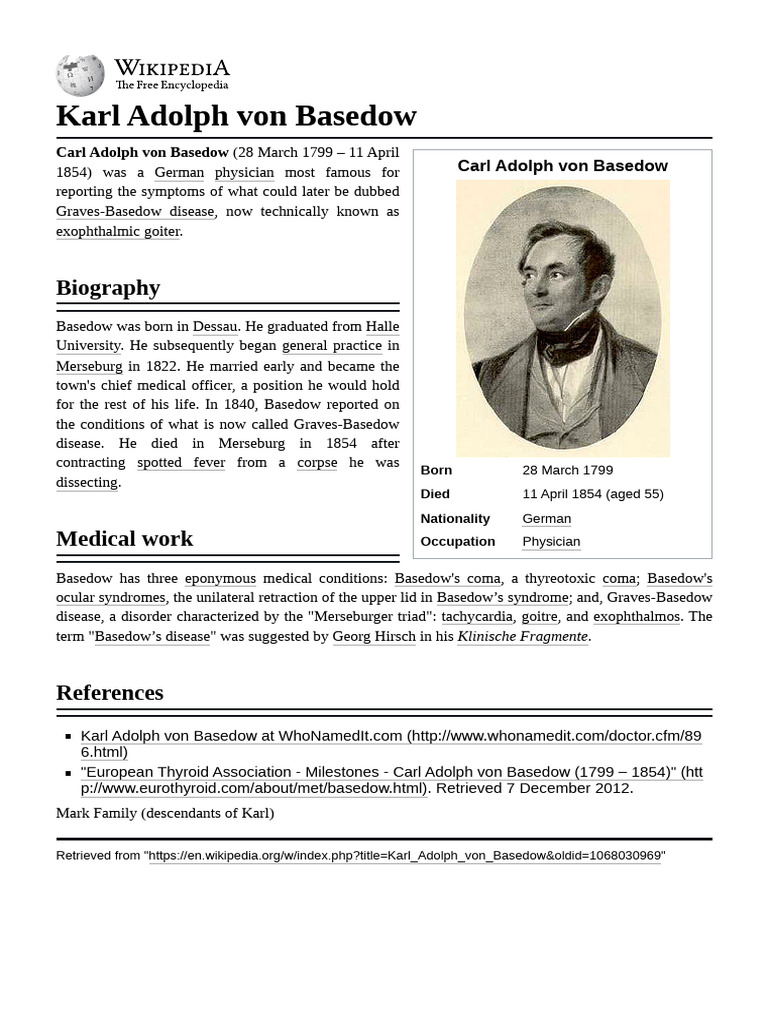 Karl Adolph Von Basedow | PDF
