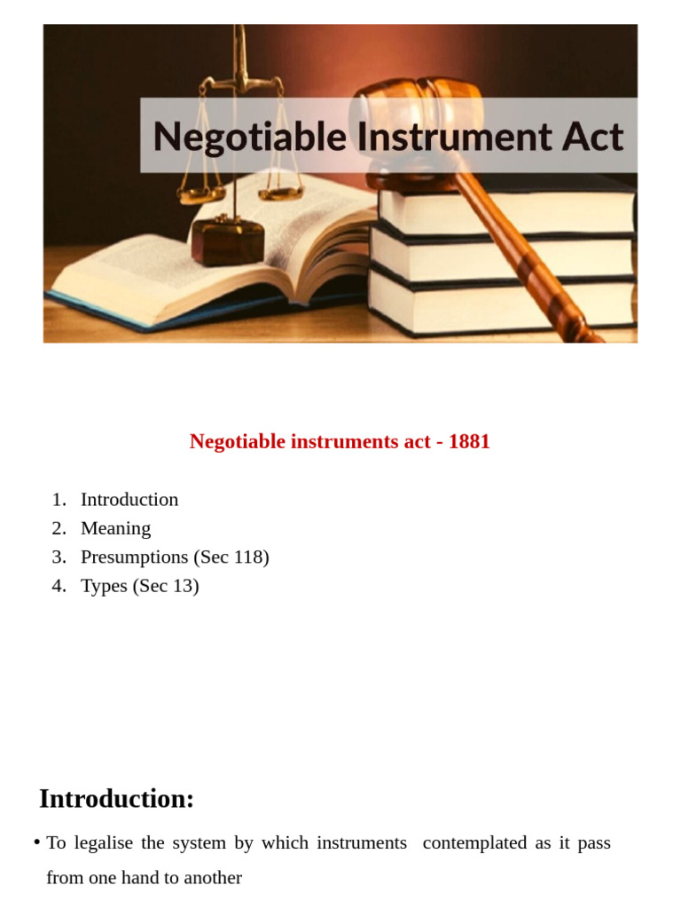 Negotiable Instruments Act 1881 Guide | PDF | Negotiable Instrument ...