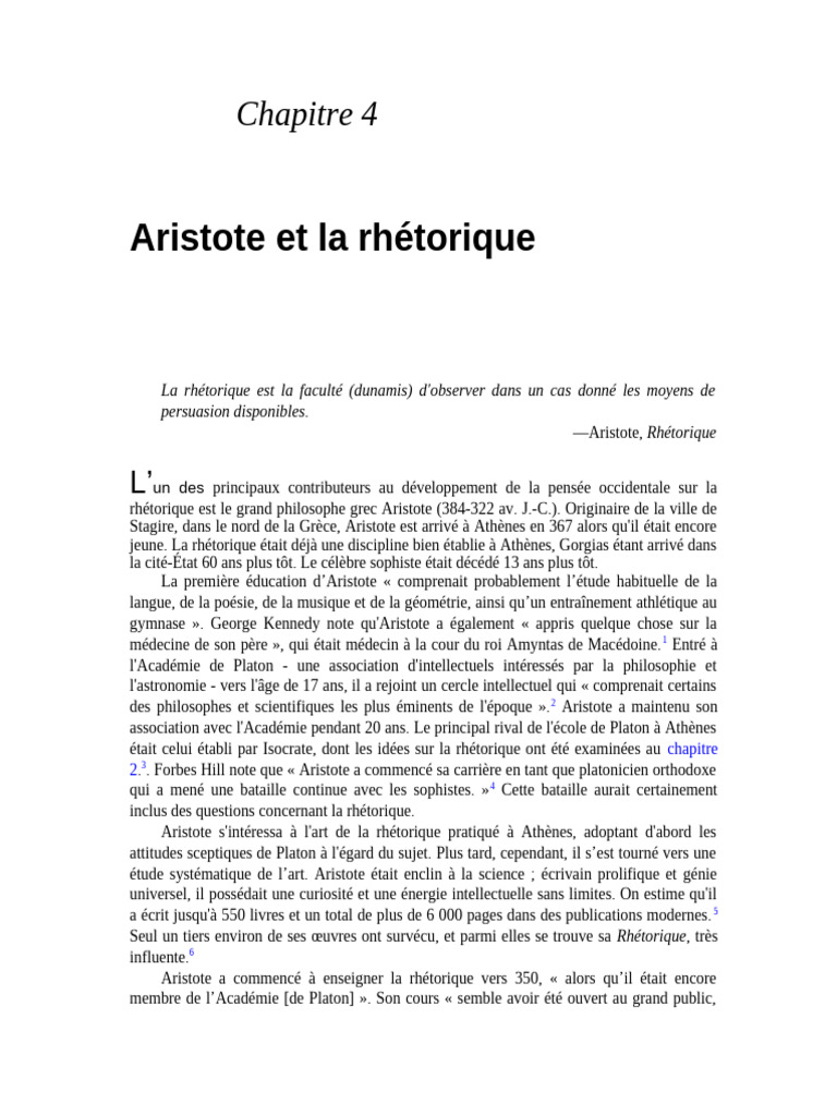 Aristote : Fondements de la rhétorique | PDF | Rhétorique | Aristote