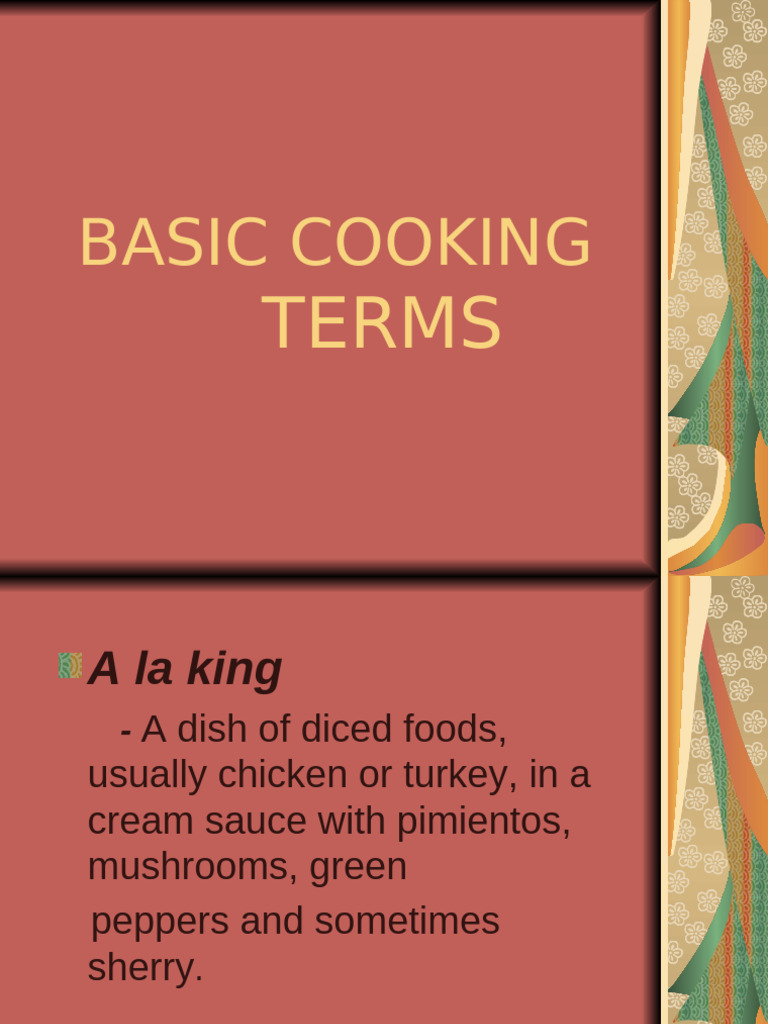 Essential Cooking Terms Explained | PDF | Pasta | Pesto