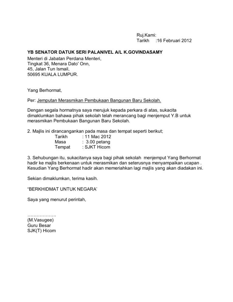 Surat Kepada Yb Adun