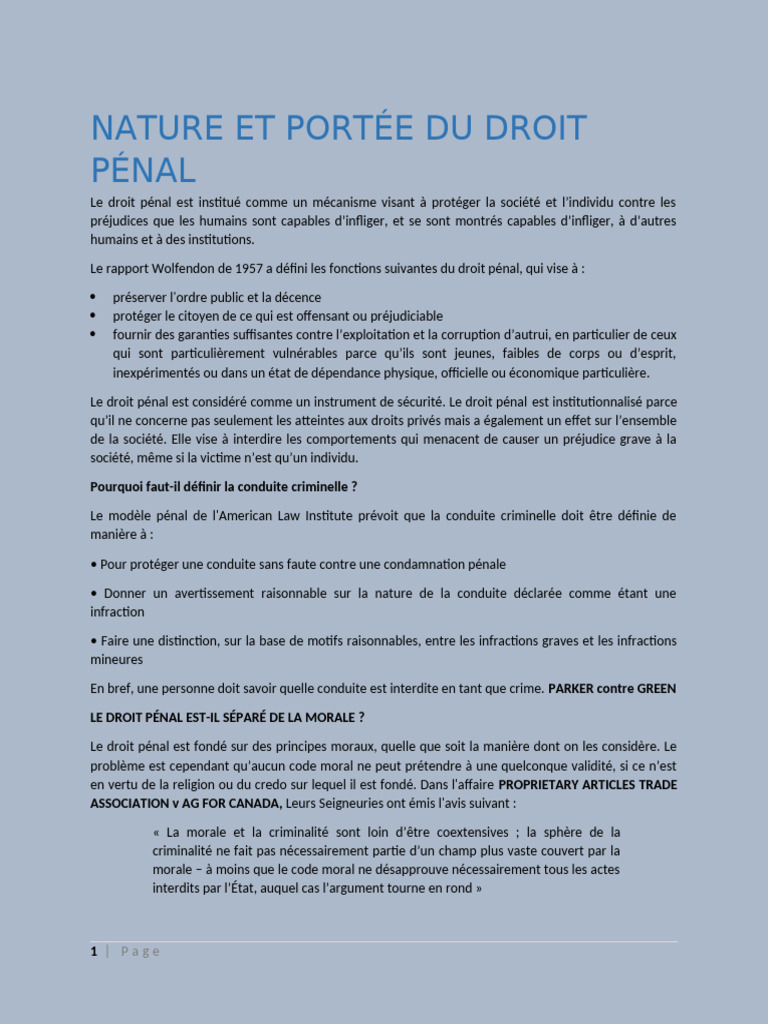 Nature et portée du droit pénal | PDF | Crimes | Crime et violence