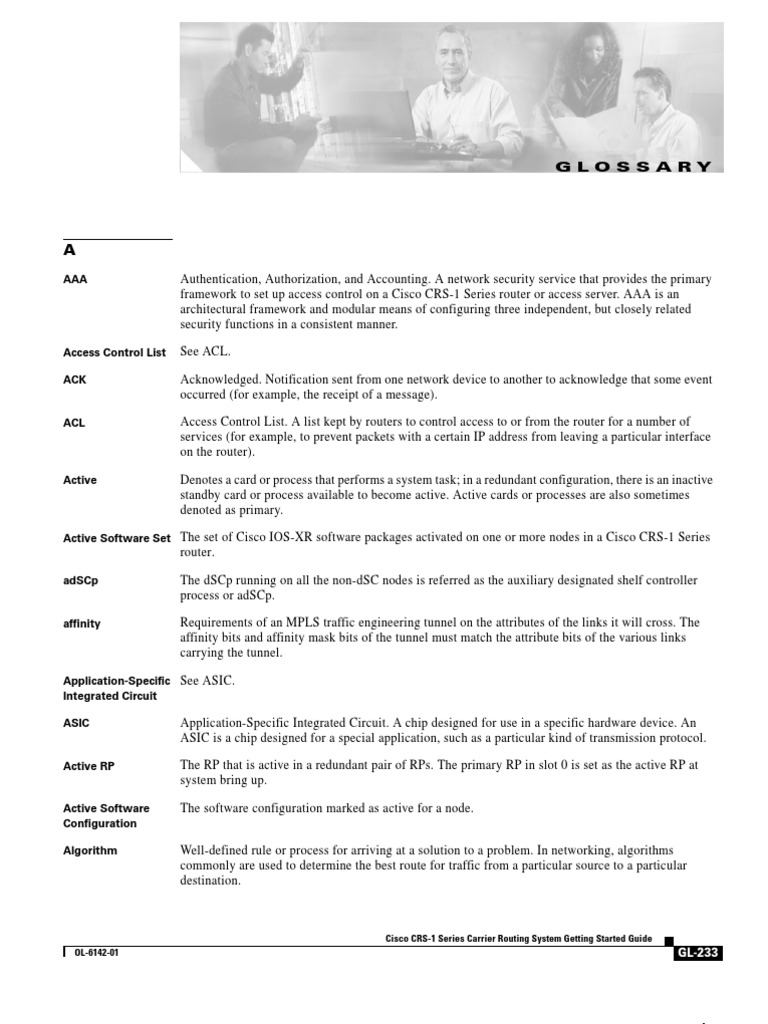 Glossary: Cisco CRS-1 Series Carrier Routing System Getting Started ...