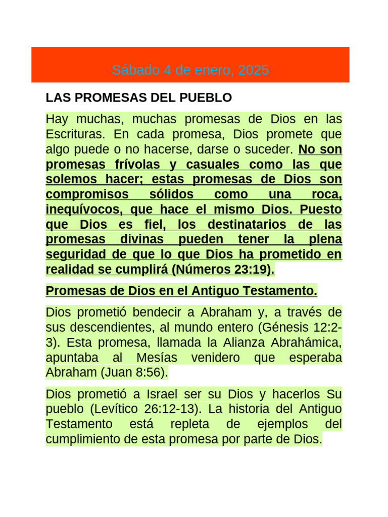 Promesas de Dios en la Biblia | PDF | Abrahán