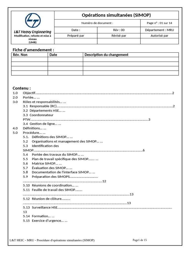 Procédure des Opérations Simultanées (SIMOP) | PDF | Risque | Sécurité