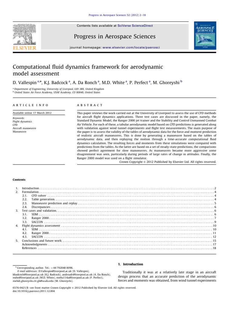 Computational Fluid Dynamics Framework For Aerodynamic Model Assessment ...