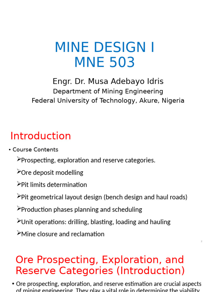 Mine Design: Ore Prospecting & Modelling | PDF | Mining | Prospecting