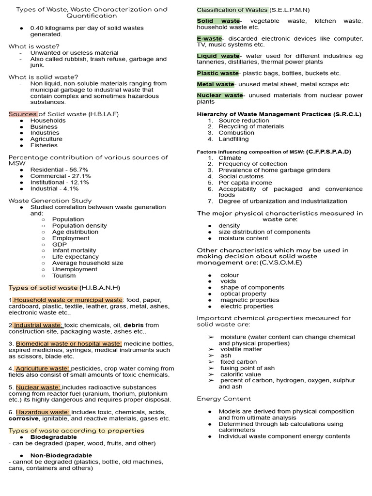 Solid Waste Types and Management Strategies | PDF | Waste | Municipal ...