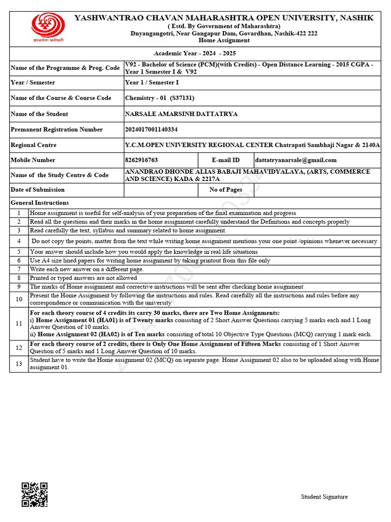 YCMOU 2024 Home Assignment Guidelines | PDF