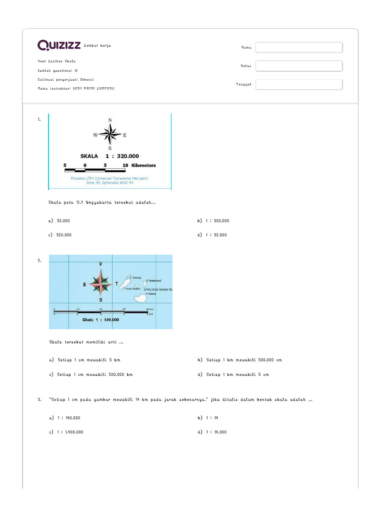 Soal Latihan Skala Peta 10 Nomor Pdf