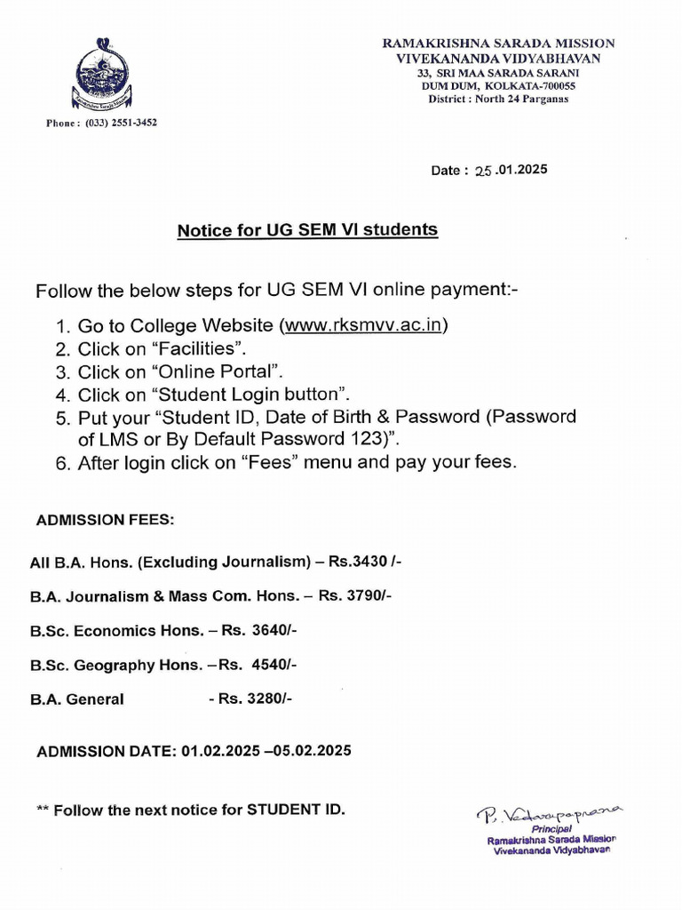 Notice For Sem VI | PDF