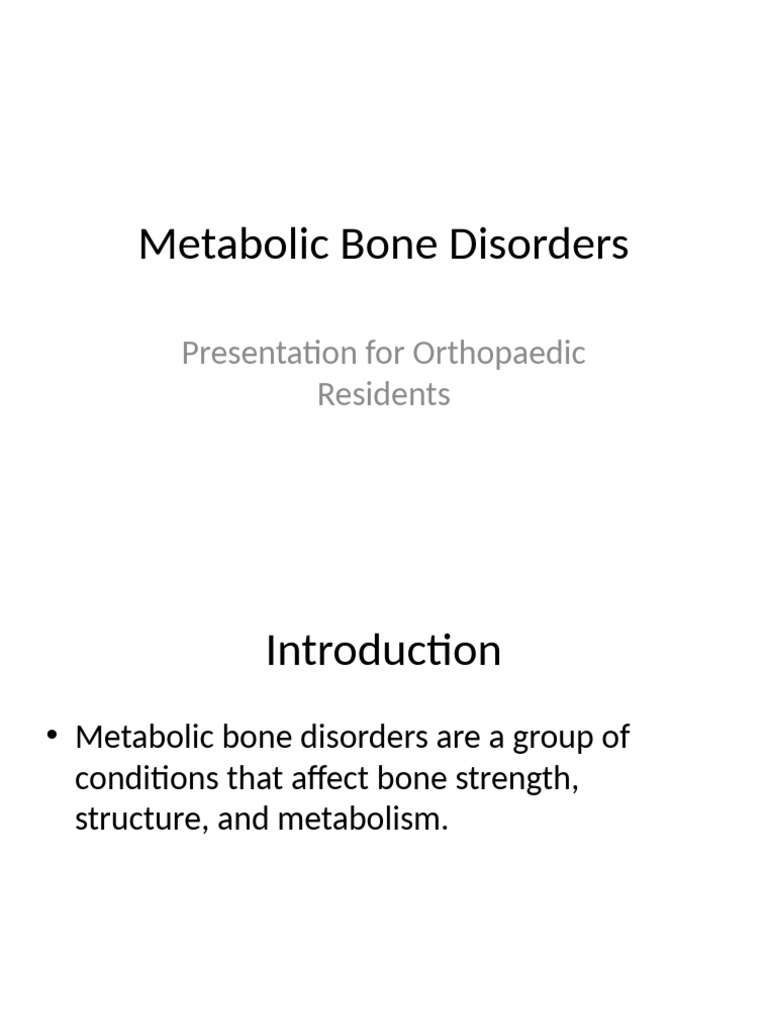 Overview of Metabolic Bone Disorders | PDF
