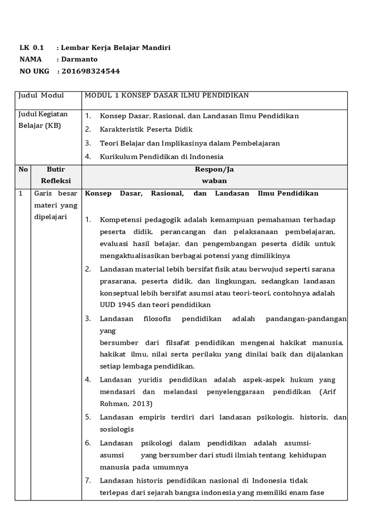 Konsep Dasar Ilmu Pendidikan dan Kurikulum | PDF
