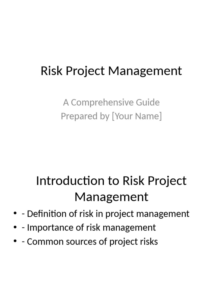 Comprehensive Risk Project Management Guide Pdf