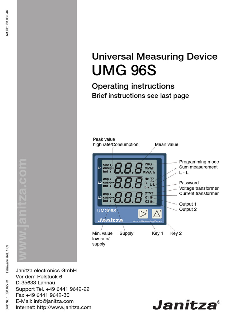 UMG96S | PDF | Mains Electricity | Alternating Current