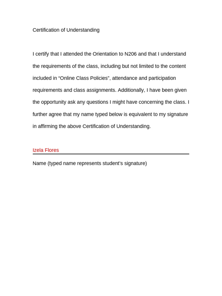 Certification of Understanding (19) (5) (8) (8) 2 | PDF