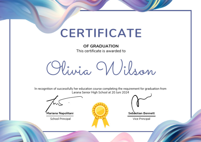 Larana High Graduation Certificate Pdf